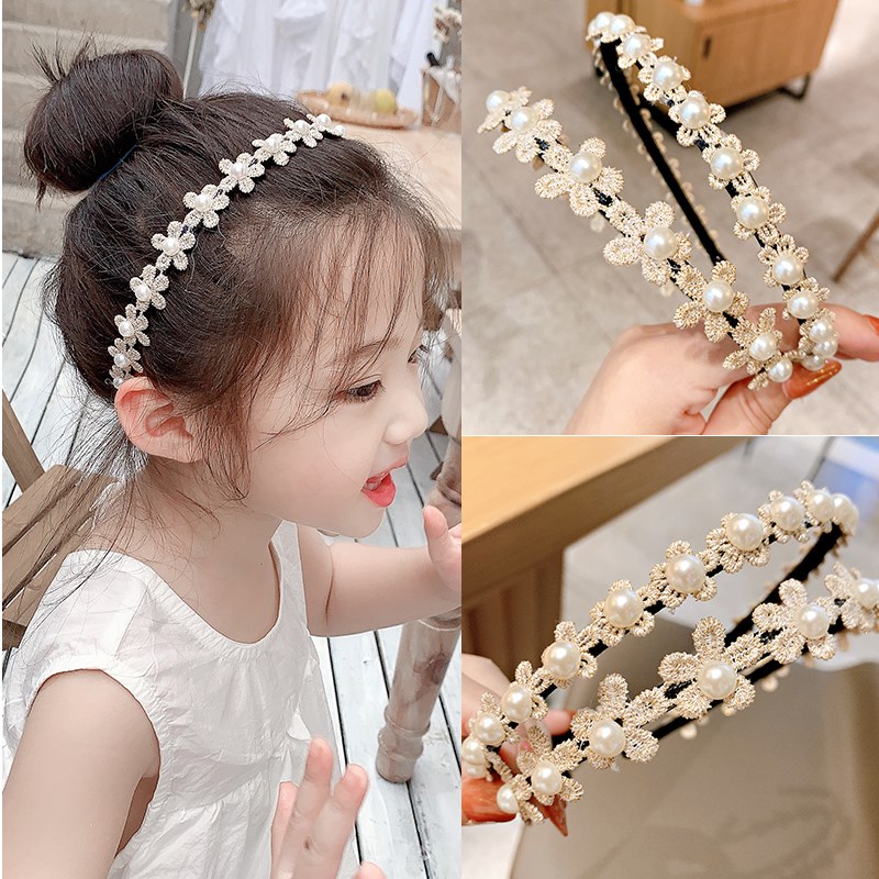 儿童发卡发箍女童可爱珍珠小花头箍韩国公主小女孩小学生压发头饰