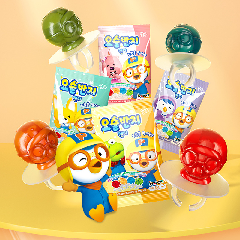 韩国啵乐乐戒指形糖果9g棒棒糖卡通造型果味硬糖休闲零食品糖果