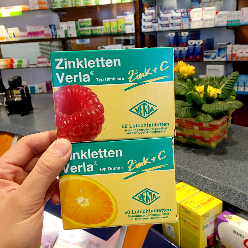 德国本土Verla婴幼儿童补锌+VC咀嚼片改善厌食开胃锌片橙子树莓味