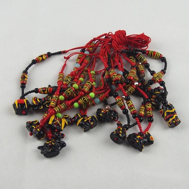 四川凉山彝族漆器实木12生肖项链传统手工制作文玩玩具