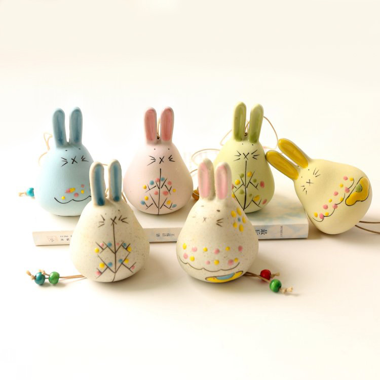 陶瓷风铃  景德镇手工艺陶瓷 创意手绘风铃 创意兔子 儿童玩具