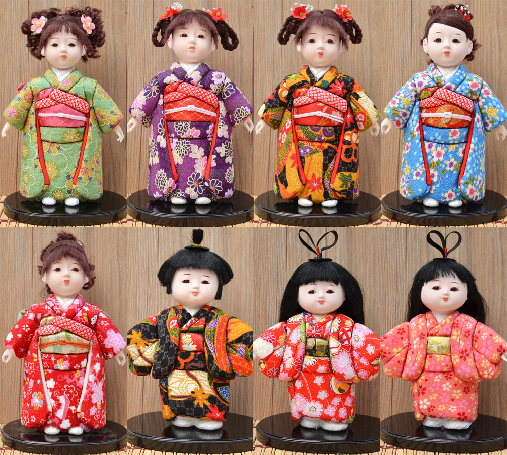 特色手工艺绢人日本艺妓人偶娃娃市松人形艺妓娃娃摆件女儿节礼物